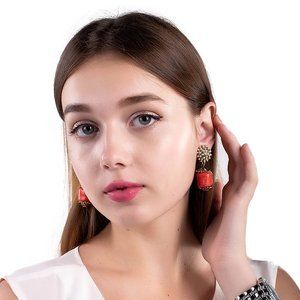 MON REVE GOLD & RED CLASSIC EARRINGS | WOMENS